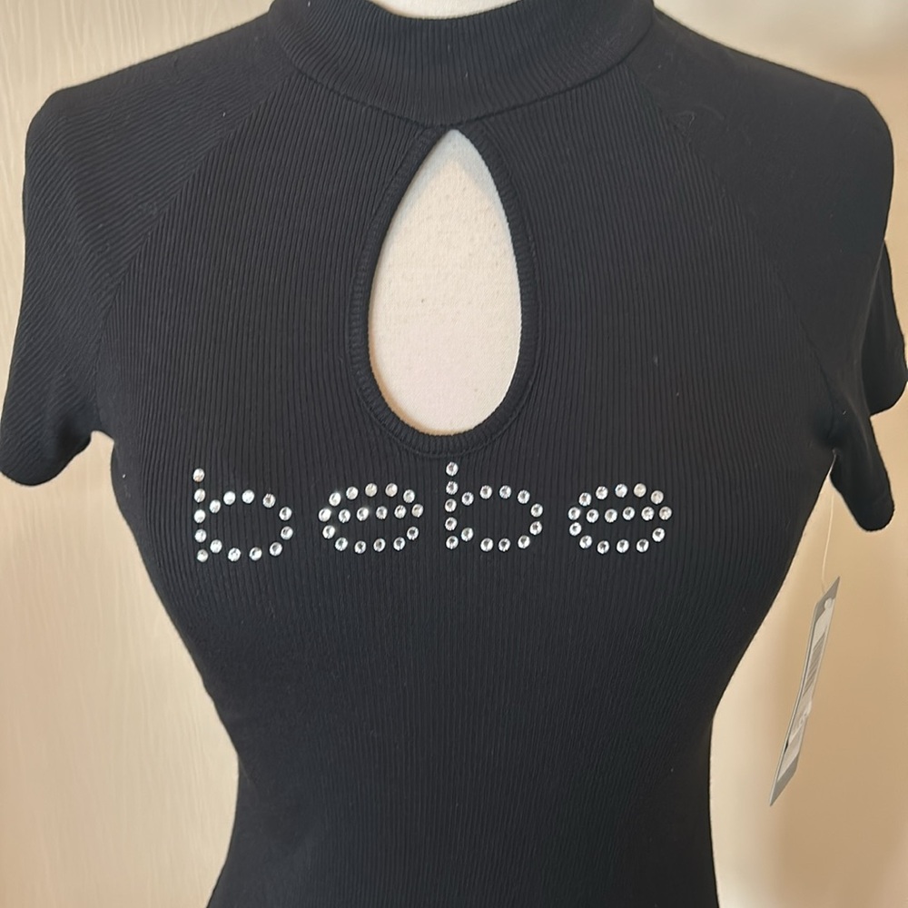 Bebe Logo Black Keyhole Bodycon Dress - Picture 2 of 10